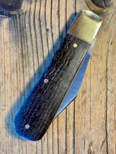 Michael May Traditional Barlow Knife with Clip Blade from Sheffield England with Bog Oak Scales