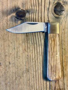 Michael May Traditional Barlow with Clip Point Blade and English Oak Scales