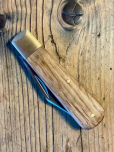 Michael May Traditional Barlow with Clip Point Blade and English Oak Scales
