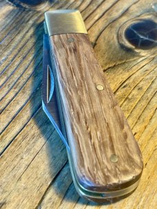 Michael May Traditional Barlow with Clip Point Blade and English Oak Scales