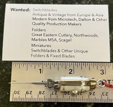 Vintage Miniature Switchblade Knife Keychain Italy, Imitation Mother Of Pearl In Original Box