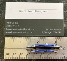 Bambi Miniature Switchblade Keychain Knife, Made By Farfalli In Italy, Blue Pearl Handle 