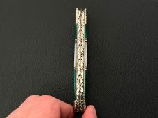 Case XX USA 6240 Custom Painted Pony Dog Leg Trapper with MOP & Green Malachite & File Work