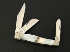Case XX USA SS 6375 Custom Stockman with MOP & Black Lip Pearl with Abalone Inlay & File Work