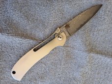 VERY Rare Vintage DAMASCUS A G Russell Top Lock (One Hand) Knife; US Patent 321820;Excellent