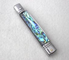 NOS AKC 8" CLASSIC SLIM LEVER LOCK GENUINE ABALONE SWEDGE BLADE MANIAGO ITALY