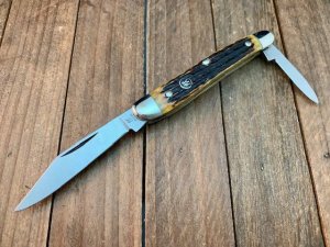 Henckels by Boker Pen Knife Half Congress Hellbraun Bone Solingen Germany 