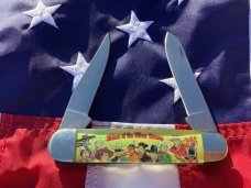 Vintage Camillus 2 Blade Large Cigar Knife w Riders of the Silver Screen Handles -Tonto -NOS