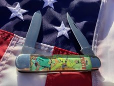 Vintage Camillus 2 Blade Large Cigar Knife w Riders of the Silver Screen Handles -Tonto -NOS