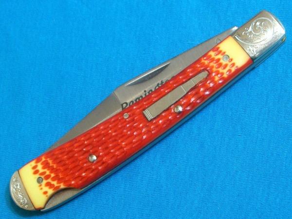 VINTAGE REMINGTON 18309 MADISON NC USA ENGRAVED RED YELLOW FOLDING JACK POCKET KNIFE KNIVES OLD VINTAGE REMINGTON 18309 MADISON NC USA ENGRAVED RED YELLOW FOLDING JACK POCKET KNIFE KNIVES OLD