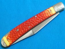 VINTAGE REMINGTON 18309 MADISON NC USA ENGRAVED RED YELLOW FOLDING JACK POCKET KNIFE KNIVES OLD