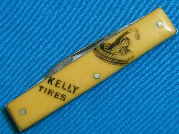 VINTAGE ANTIQUE REMINGTON UMC USA KELLY TIRES AD ADVERTISING KNIFE FOLDING POCKET KNIFE KNIVES OLD VINTAGE ANTIQUE REMINGTON UMC USA KELLY TIRES AD ADVERTISING KNIFE FOLDING POCKET KNIFE KNIVES OLD