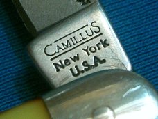 CAMILLUS NEW YORK USA YELL O JAKET YELLOW JACKET SWELL CENTER STOCKMAN FOLDING POCKET KNIFE KNIVES