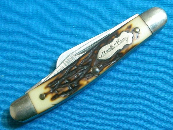 VINTAGE SMALL SCHRADE USA 807UH UNCLE HENRY STOCKMAN FOLDING POCKET PEN JACK KNIFE KNIVES OLD