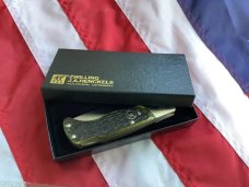 J A Henckels (HK-135-GP) Folding Hunter Pocket Knife with Nice Green Bone Handles -NOS +Orig Box