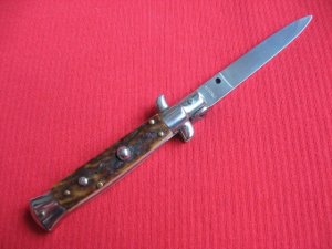 Oreste Dibon Italian 16cm. Stag STILETTO Switchblade Knife - New Old Stock