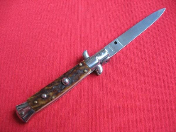 Oreste Dibon Italian 16cm. Stag STILETTO Switchblade Knife - New Old Stock