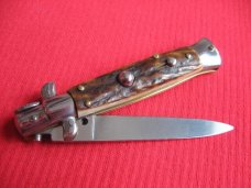 Oreste Dibon Italian 16cm. Stag STILETTO Switchblade Knife - New Old Stock