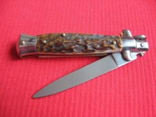 Oreste Dibon Italian 16cm. Stag STILETTO Switchblade Knife - New Old Stock