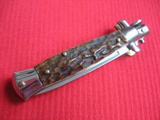 Oreste Dibon Italian 16cm. Stag STILETTO Switchblade Knife - New Old Stock
