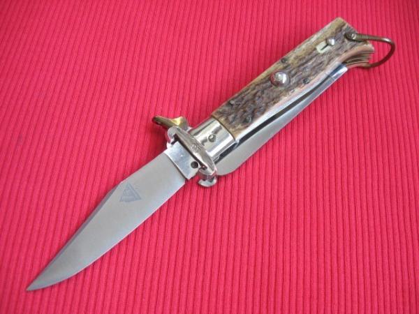 Vintage Italian INDIANA Shell Puller Fulcrum Stag Switchblade Knife