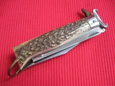Vintage Italian INDIANA Shell Puller Fulcrum Stag Switchblade Knife