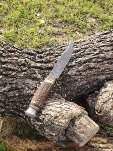 EdgeMark 473 Bowie Hunting Knife - Solingen, Germany - Genuine Stag 1950's-1970's