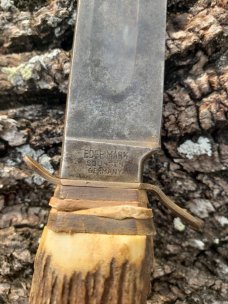 EdgeMark 473 Bowie Hunting Knife - Solingen, Germany - Genuine Stag 1950's-1970's