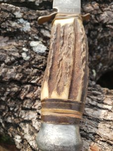 EdgeMark 473 Bowie Hunting Knife - Solingen, Germany - Genuine Stag 1950's-1970's