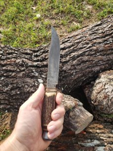 EdgeMark 473 Bowie Hunting Knife - Solingen, Germany - Genuine Stag 1950's-1970's