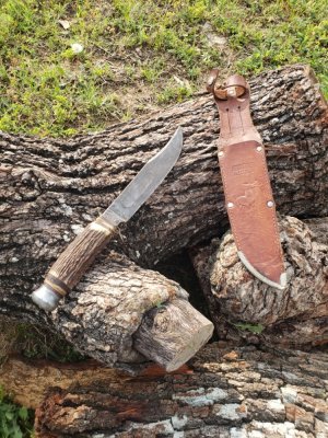 EdgeMark 473 Bowie Hunting Knife - Solingen, Germany - Genuine Stag 1950's-1970's