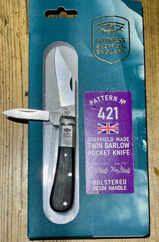 Taylor's Eye Witness 2-Bladed Classic Barlow with Clip/Pen Blades and Black Resin sclaes