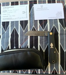 Tory Utt, Sacred Bear, Sheepsfoot Barlow..3.5 closed..Tumbled W2...Chamfered G10...coa..pouch...Hank