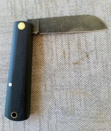 Tory Utt, Sacred Bear, Sheepsfoot Barlow..3.5 closed..Tumbled W2...Chamfered G10...coa..pouch...Hank