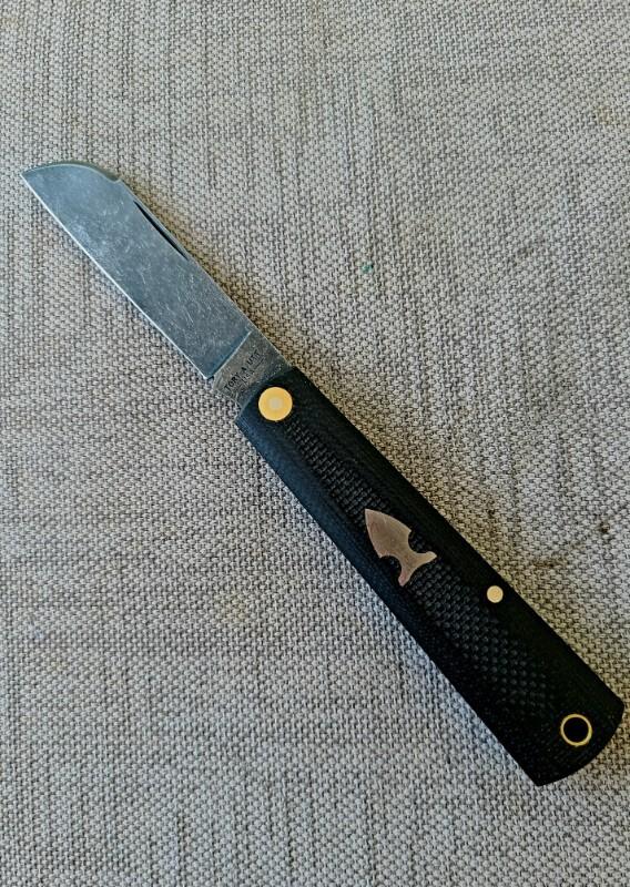 Tory Utt, Sacred Bear, Sheepsfoot Barlow..3.5 closed..Tumbled W2...Chamfered G10...coa..pouch...Hank Tory Utt, Sacred Bear, Sheepsfoot Barlow..3.5 closed..Tumbled W2...Chamfered G10...coa..pouch...Hank