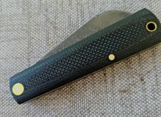 Tory Utt, Sacred Bear, Sheepsfoot Barlow..3.5 closed..Tumbled W2...Chamfered G10...coa..pouch...Hank