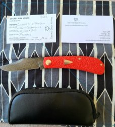 Tory Utt, Sacred Bear, Shadow Lanny..Birdseye pivot closed..Damascus..Jigged G10..coa..pouch..Hank