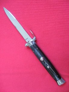 Vintage Italian Horn Trap Door OTF Switchblade Knife - Mint