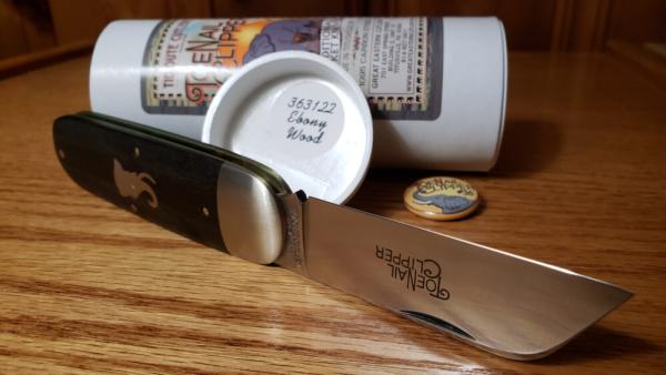 Great Eastern Cutlery 363122 Ebony Handled Toe Nail Knife Brand New in Tube with Collector Button