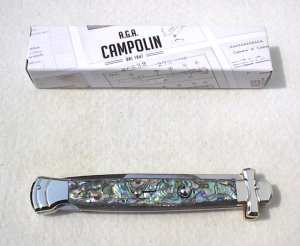 NEW A.G.A. CAMPOLIN 11" MALTESE GENUINE ABALONE MODIFIED BAYONET BLADE SOLID NICKEL SILVER BOLSTERS