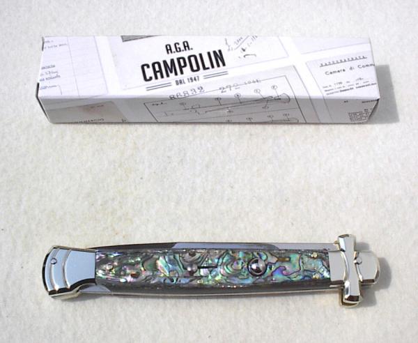 NEW A.G.A. CAMPOLIN 11" MALTESE GENUINE ABALONE MODIFIED BAYONET BLADE SOLID NICKEL SILVER BOLSTERS 