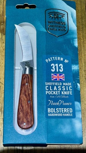 Taylor's Eye Witness Sheffield England Classic Peach Pruner with Kitobe hardwood scales 