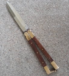 Vintage 1980's Pakistan Brass Rosewood Balisong