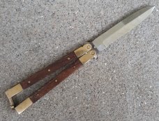 Vintage 1980's Pakistan Brass Rosewood Balisong