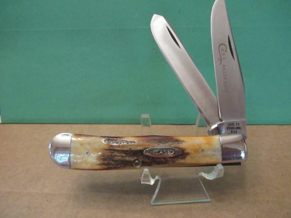 Case XX 1976 Grey Etch Stag Handle Trapper Pattern # 5254SSP Case XX 1976 Grey Etch Stag Handle Trapper Pattern # 5254SSP