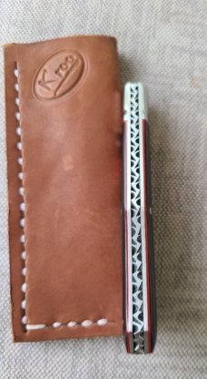 K'roo Cape Buffalo Horn Jackal..4" closed..Rwl34..fluted..filework... BOLT shield..coa and sli