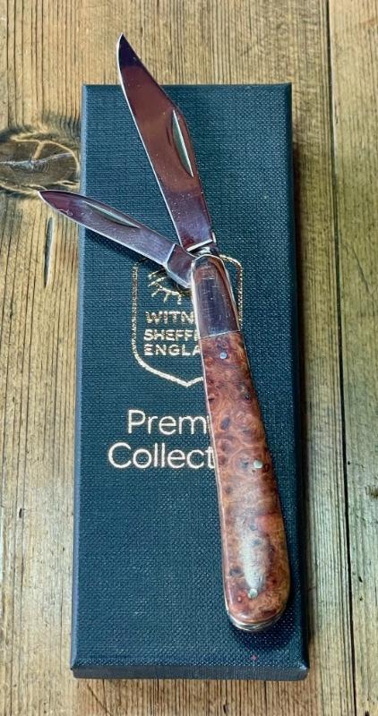 Taylor's Eye Witness Twin Blade Gentlemen's Clip with Desert Ironwood scales and Back spring filing