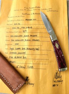 K'roo Custom Dyed Giraffe Bone Native..4" closed..Rwl34...coa and slip 