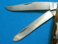 VINTAGE SCHRADE USA TH-4 LUMBERMAN JIGGED BONE GUNSTOCK TRAPPER FOLDING POCKET KNIFE KNIVES OLD
