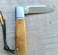 Vincenzo Balistreri Mammoth Mini Spear Barlow..Polished Damascus..3" closed..lanyard...coa and slip 